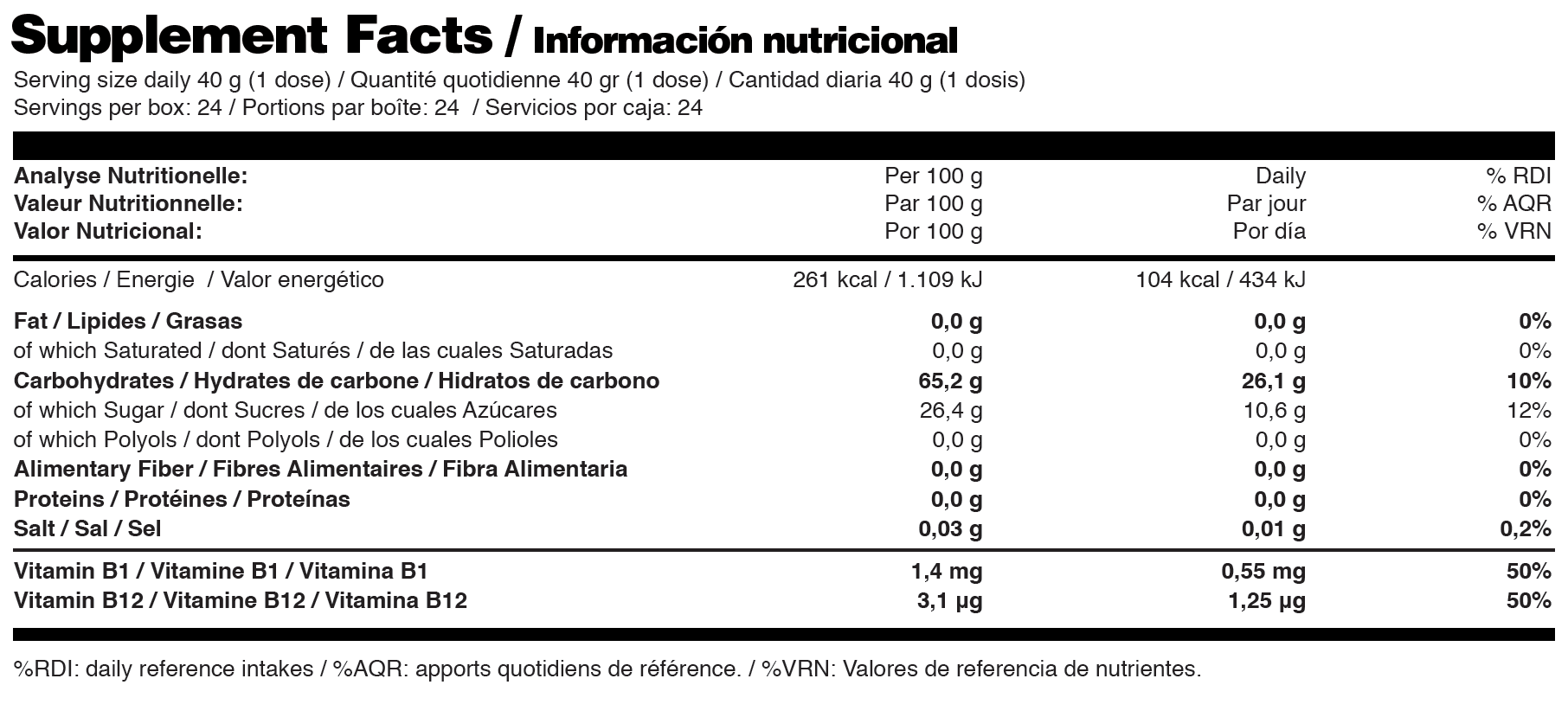 Supplement facts SPRINTGEN